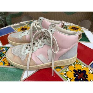 VEJA Women's Sneaker ~ V-15 LEATHER PETALE WHITE MULTICO - High Top